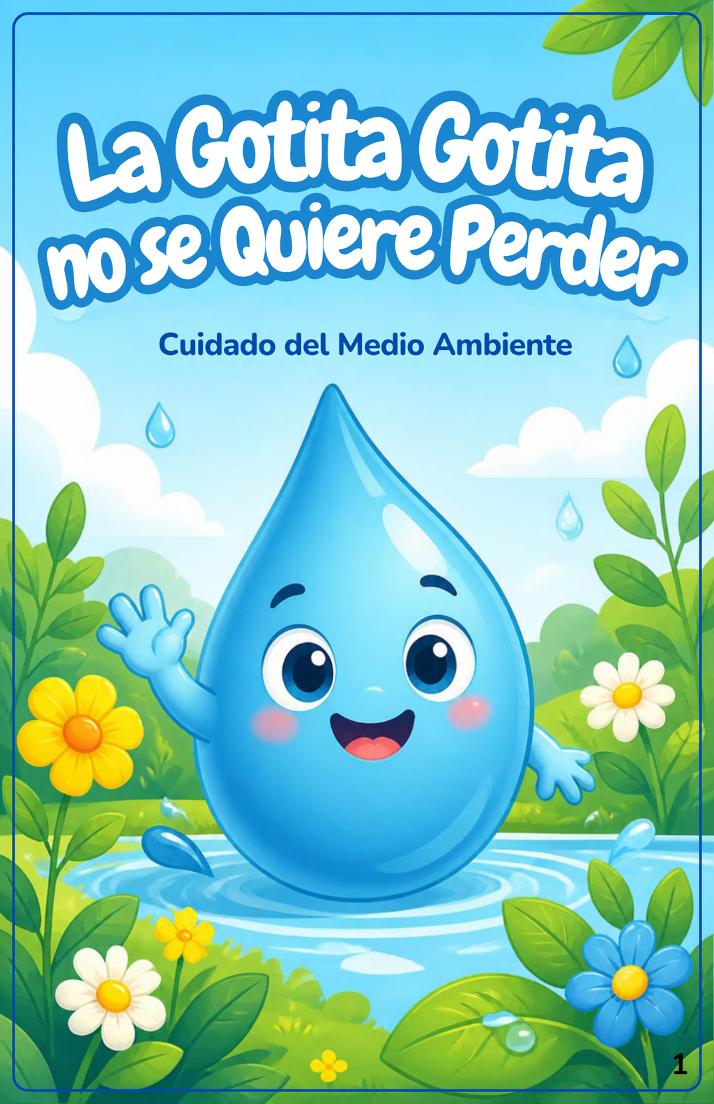 Portada de cartilla educativa infantil sobre cuidado del agua
