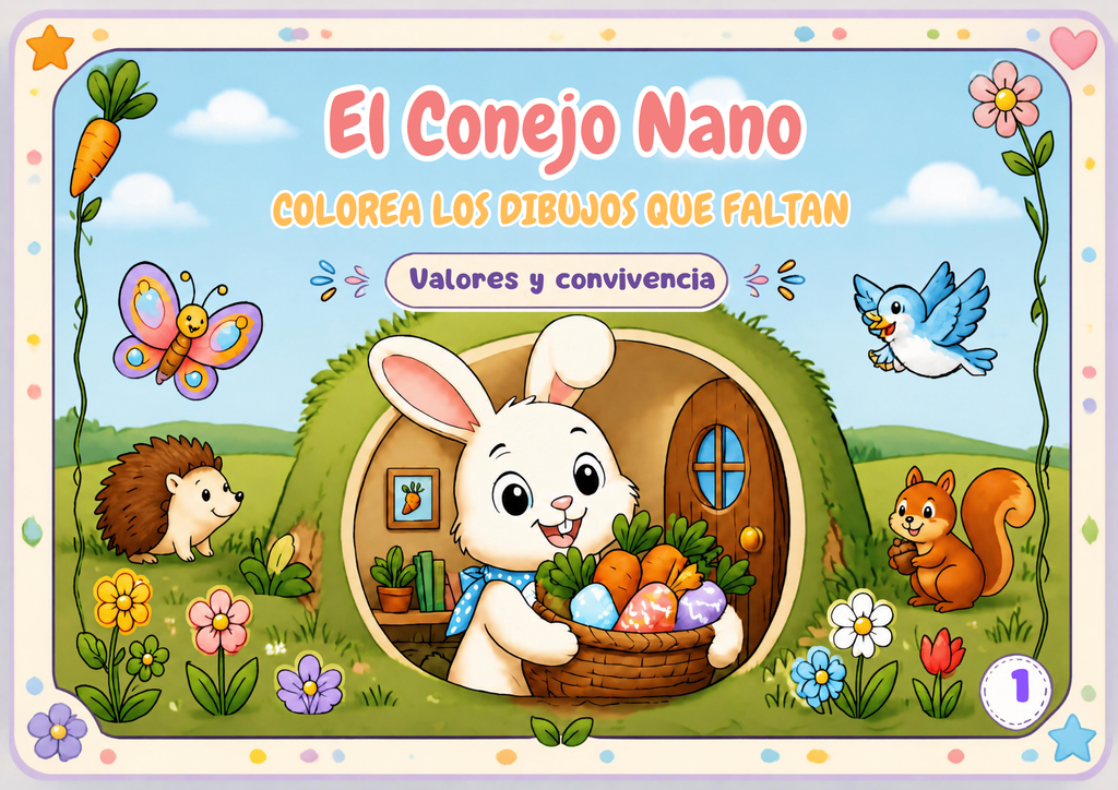 Portada de cartilla educativa infantil El Conejo Nano sobre valores y convivencia