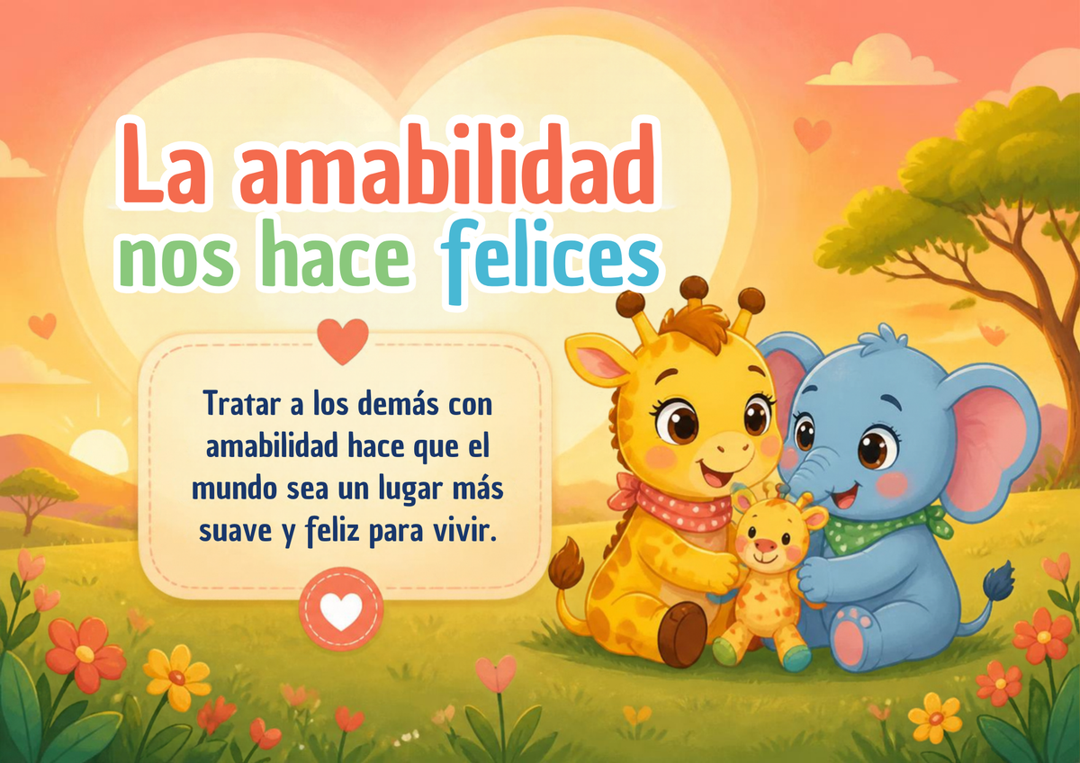 Portada de cartilla educativa infantil sobre amabilidad y convivencia