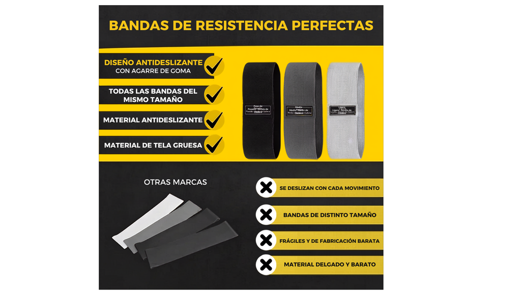 Bandas Elásticas de Resistencia para Cadera — Glúteos, Muslos y Yoga