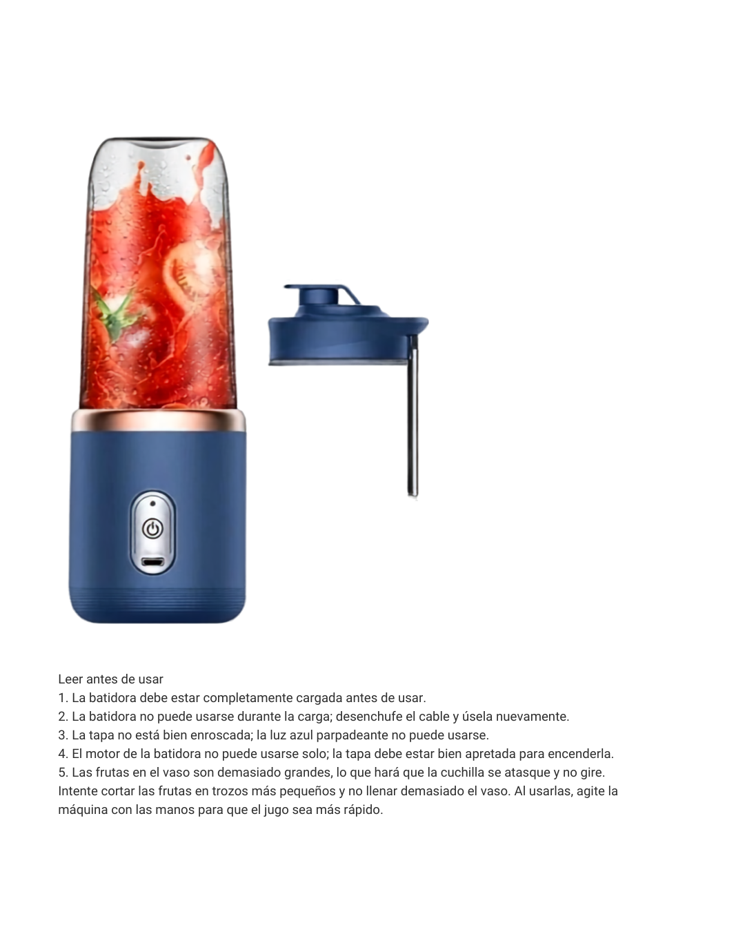 Licuadora Portátil USB 400ml — Vaso Exprimidor Eléctrico para Smoothies y Malteadas