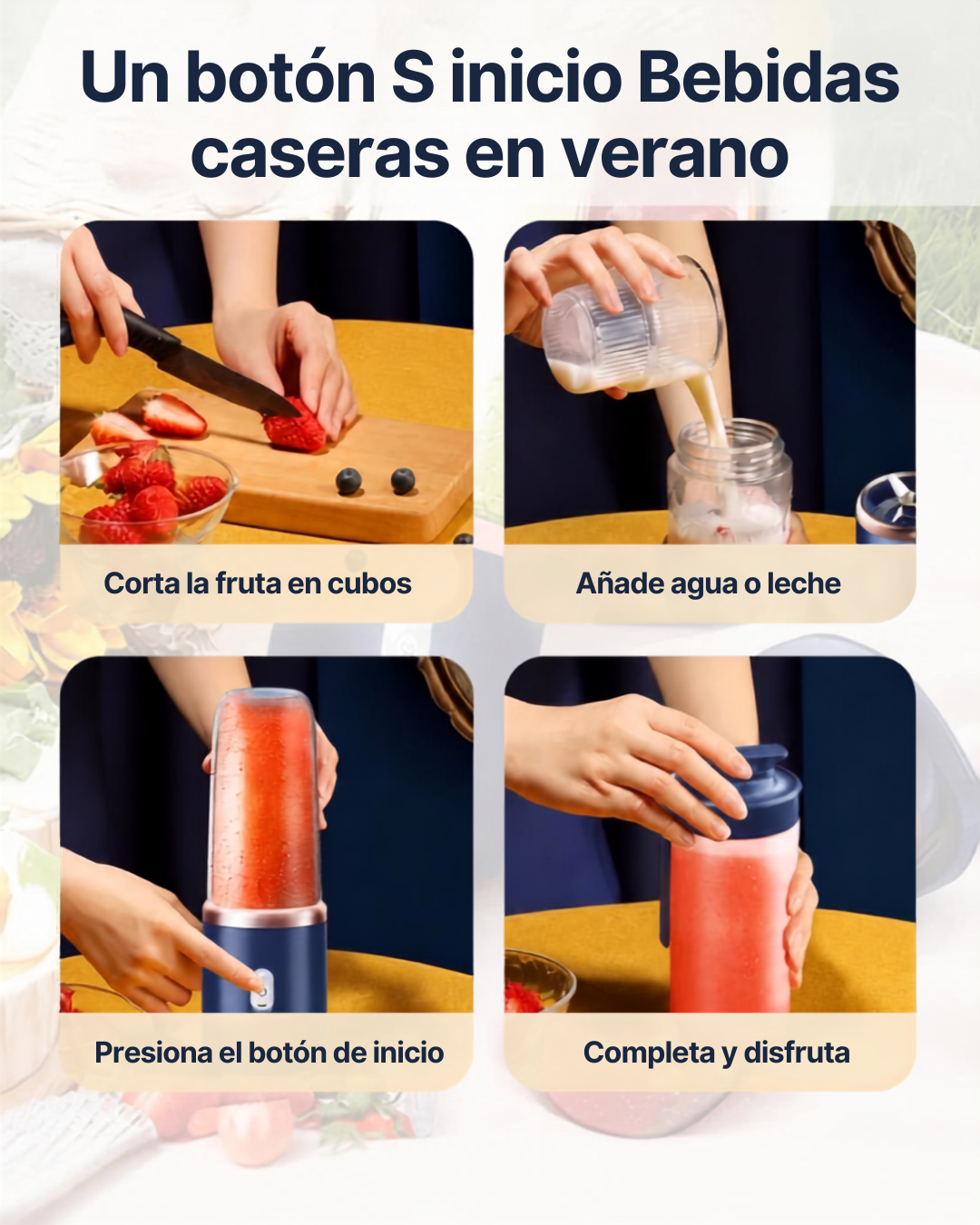 Licuadora Portátil USB 400ml — Vaso Exprimidor Eléctrico para Smoothies y Malteadas