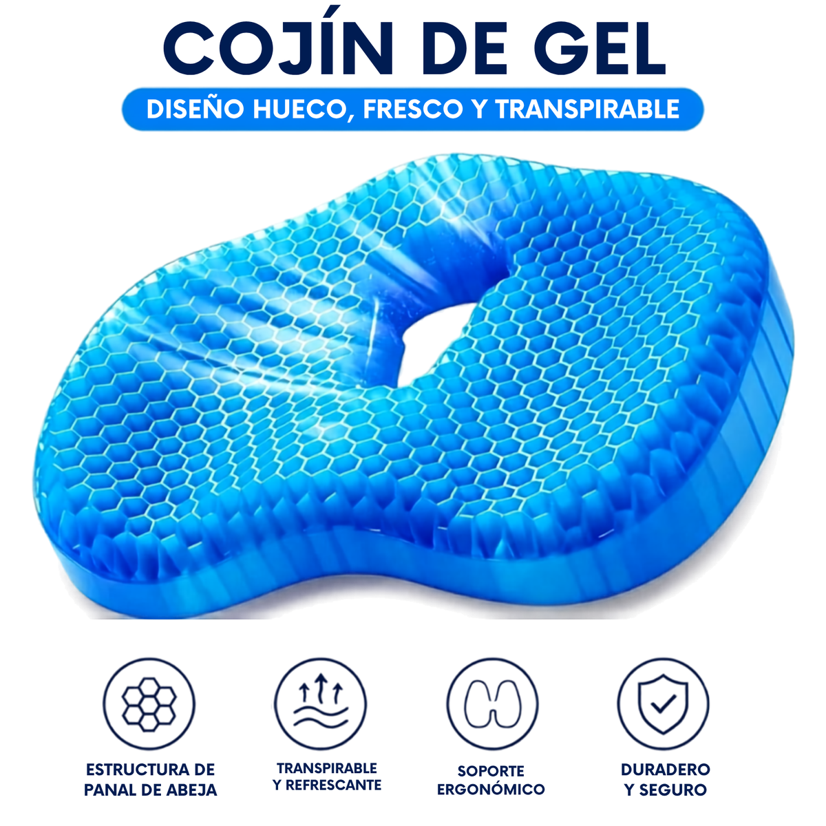 Cojín de gel - diseño hueco transpirable y ergonómico