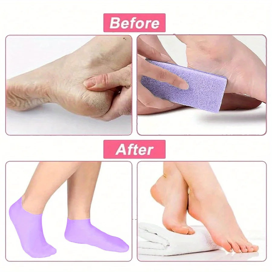 Calcetines Hidratantes de Silicona para Pies — Hidratación y Masaje para Talones Secos