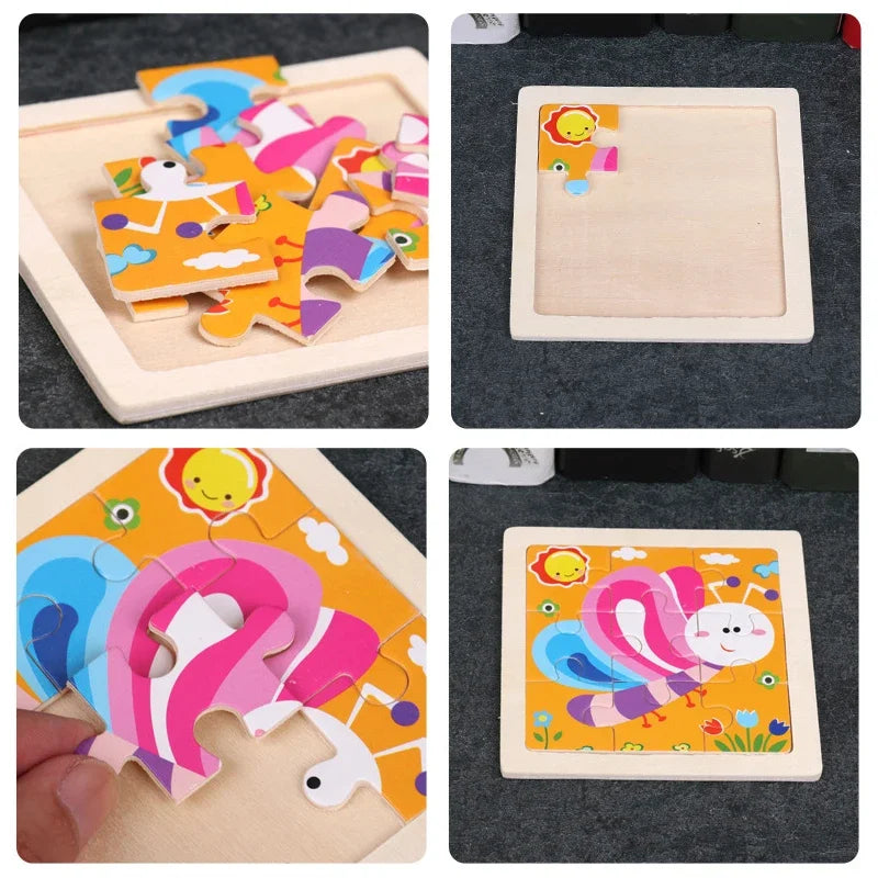 Rompecabezas de Madera Animales y Vehículos – Juguete Educativo Montessori para Niños