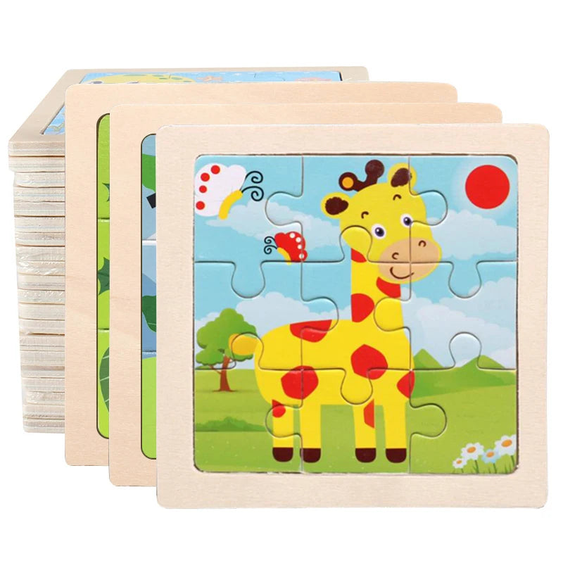 Rompecabezas de Madera Animales y Vehículos – Juguete Educativo Montessori para Niños