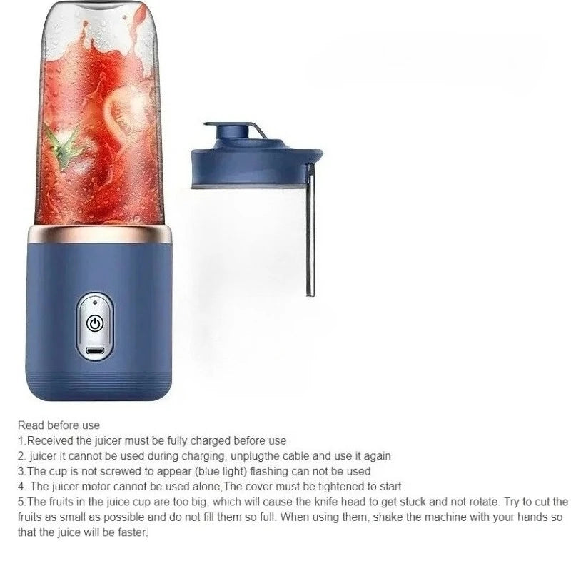 Licuadora Portátil USB 400ml — Vaso Exprimidor Eléctrico para Smoothies y Malteadas