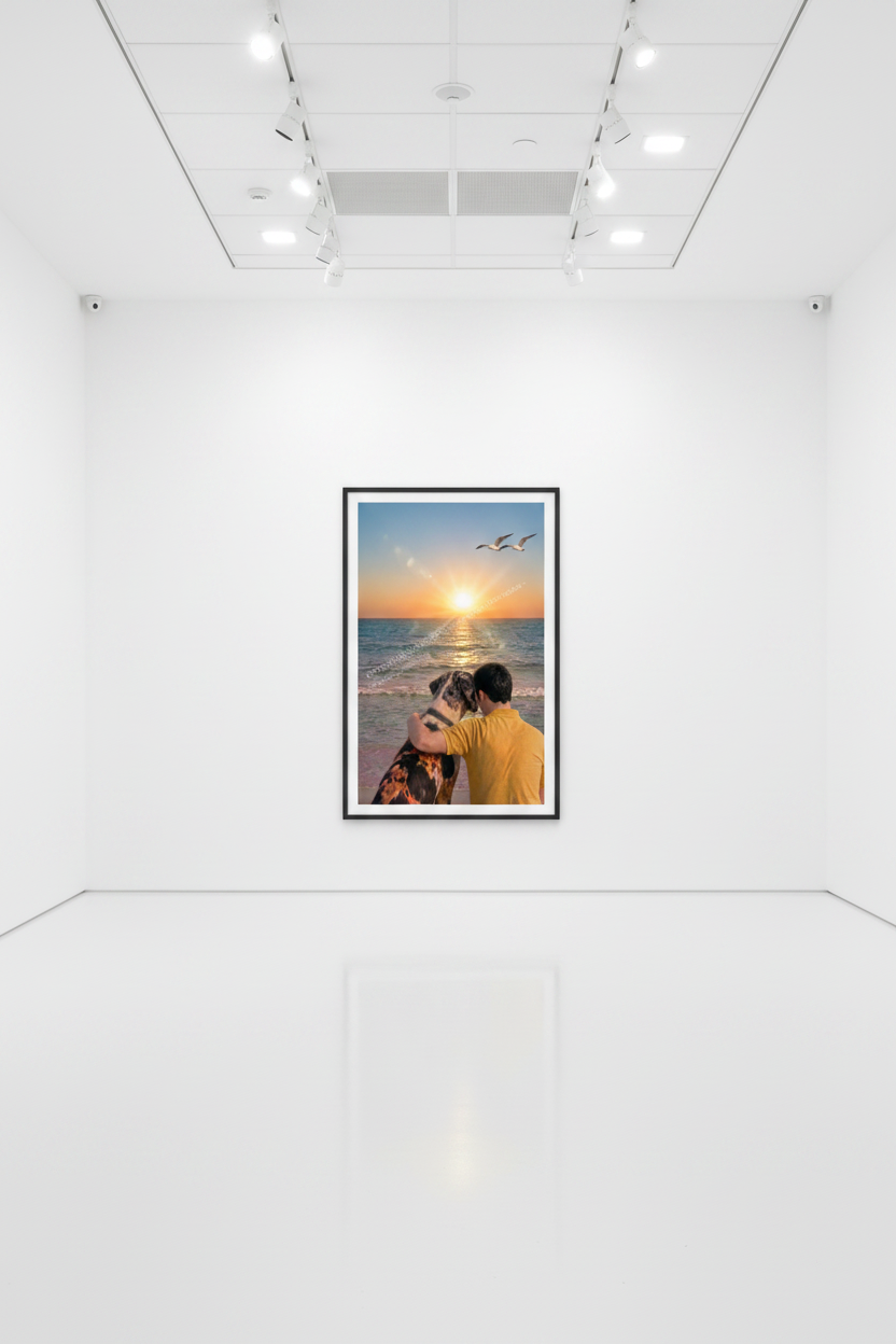 Mockup Amigos en la Marina en galería de arte