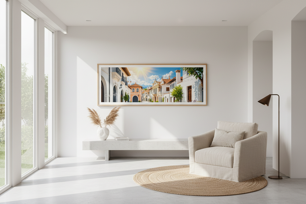 Mockup sala — Aldea Blanca Bajo el Sol