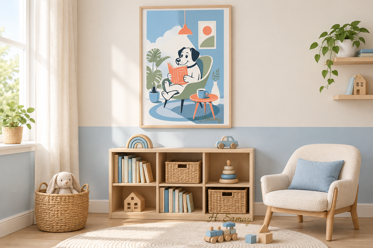 Entre libros y café en un rincón infantil de lectura.