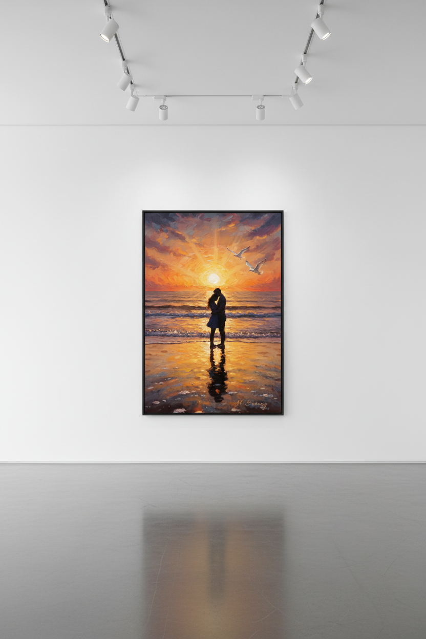 Playa Romántica bajo las Gaviotas - Mockup galería
