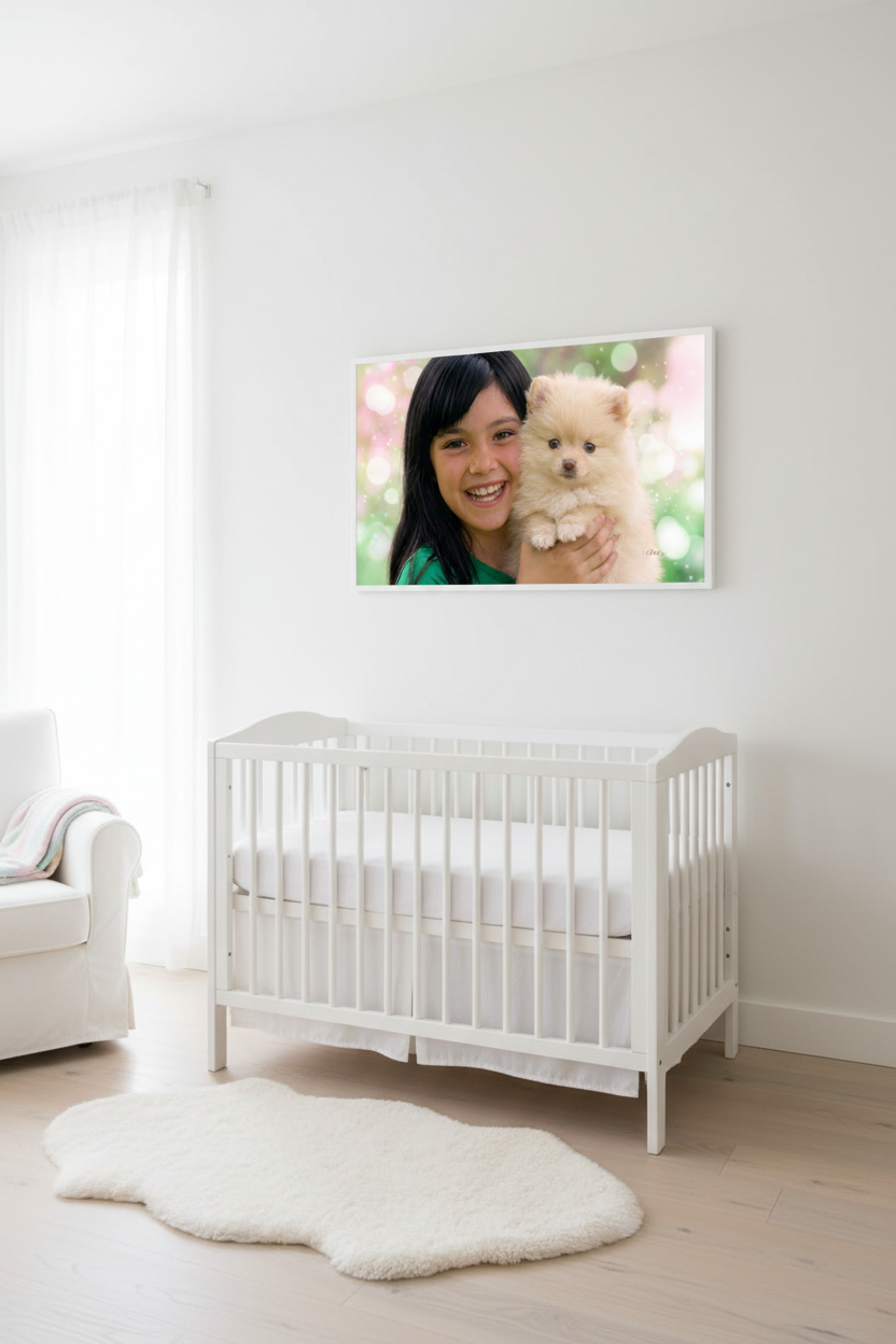 Mockup Infancia Feliz en cuarto de bebé