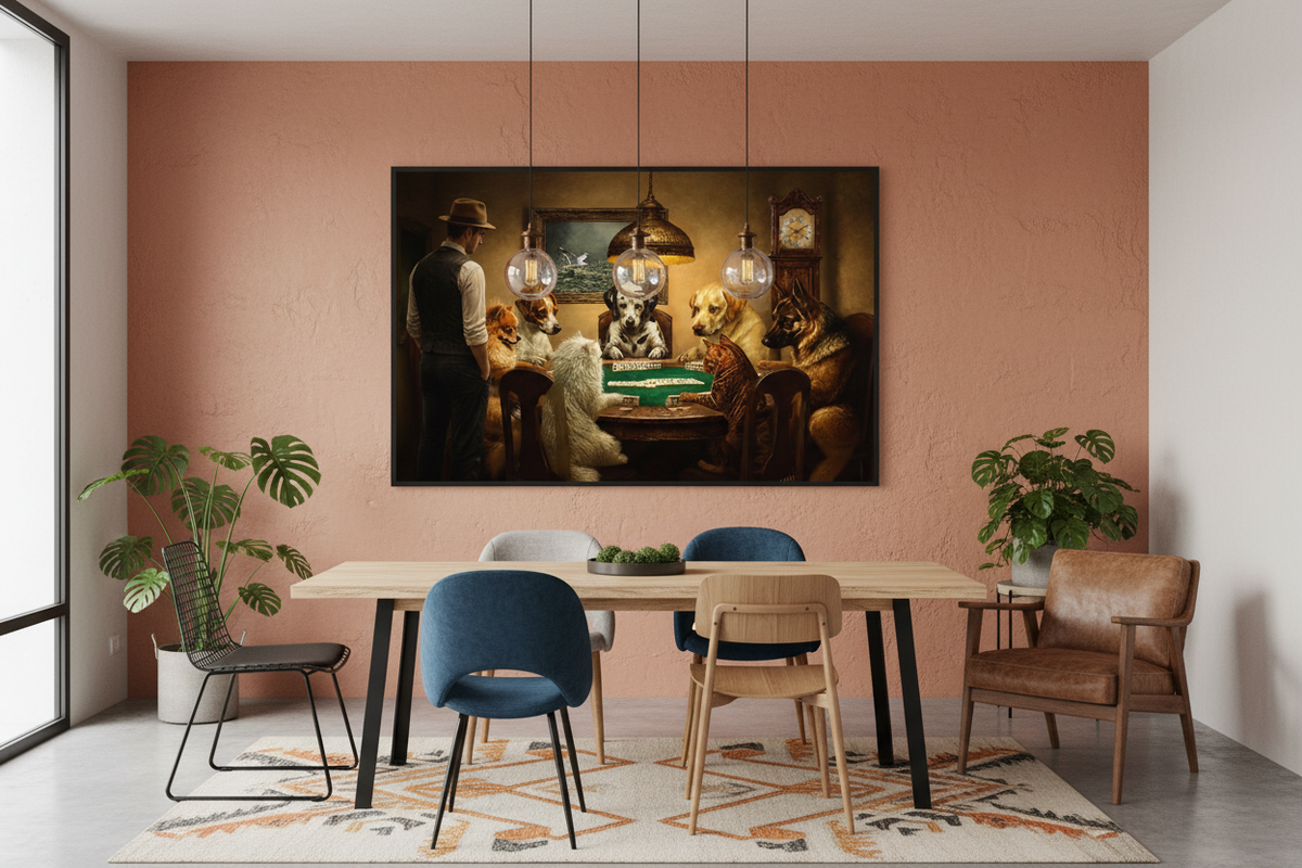 La Partida de Dominó - Mockup comedor moderno