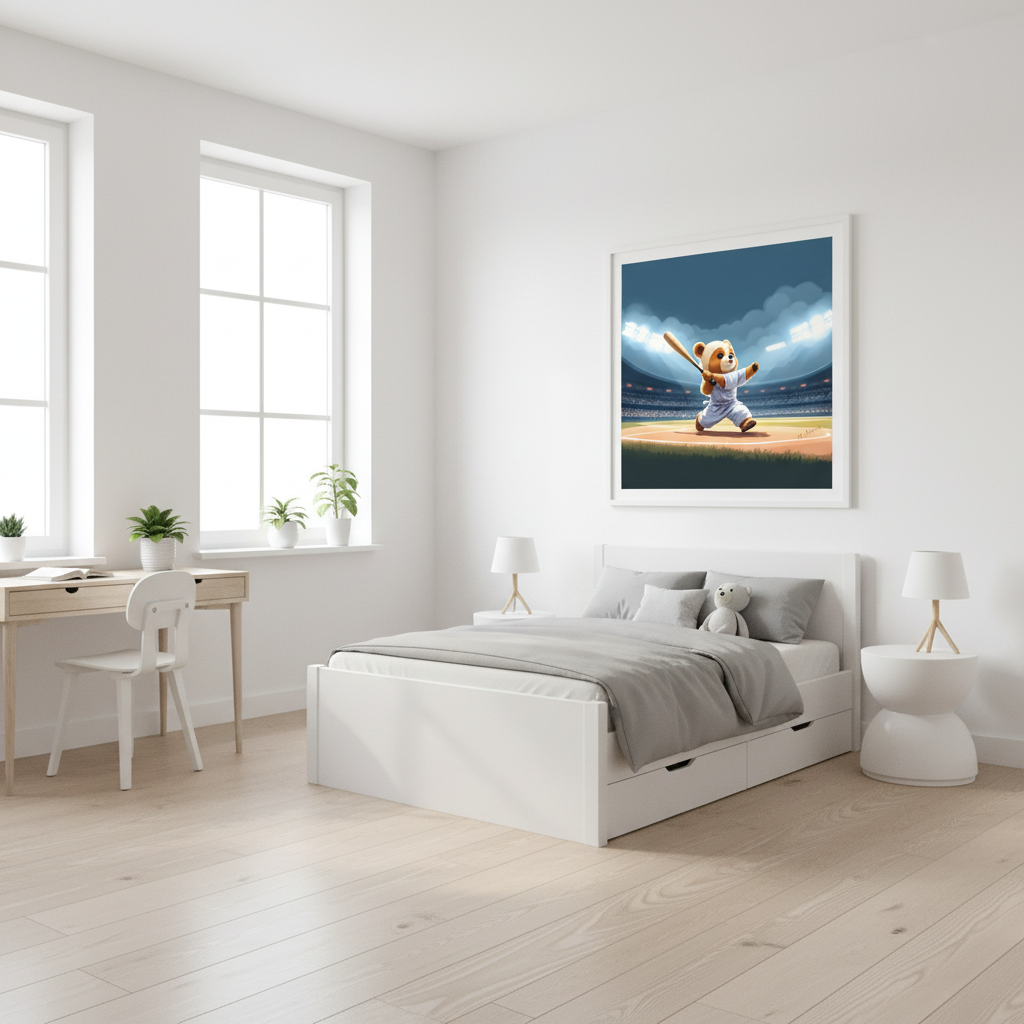 Mockup cuarto minimalista — Oso Bebé Beisbolista