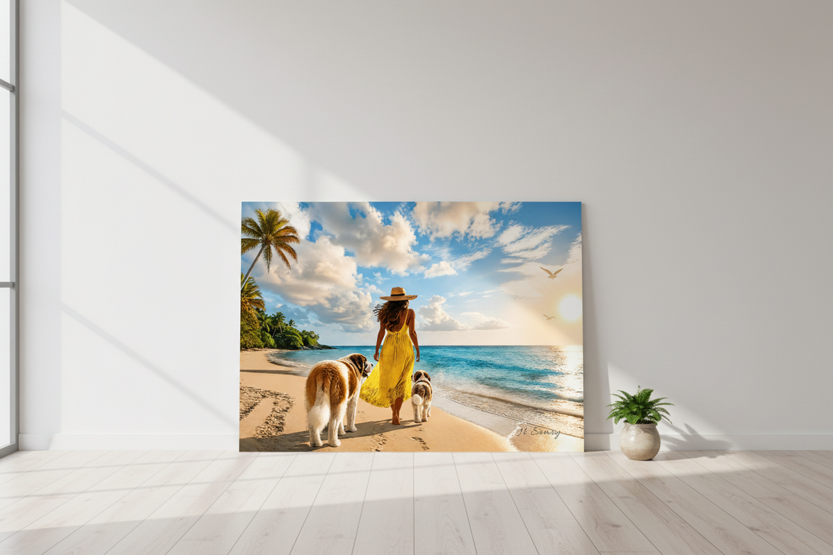 Caminata Familiar por la Playa - Mockup pasillo moderno