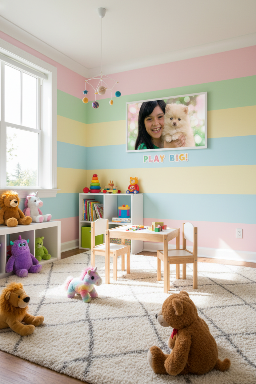 Mockup Infancia Feliz en sala de juegos