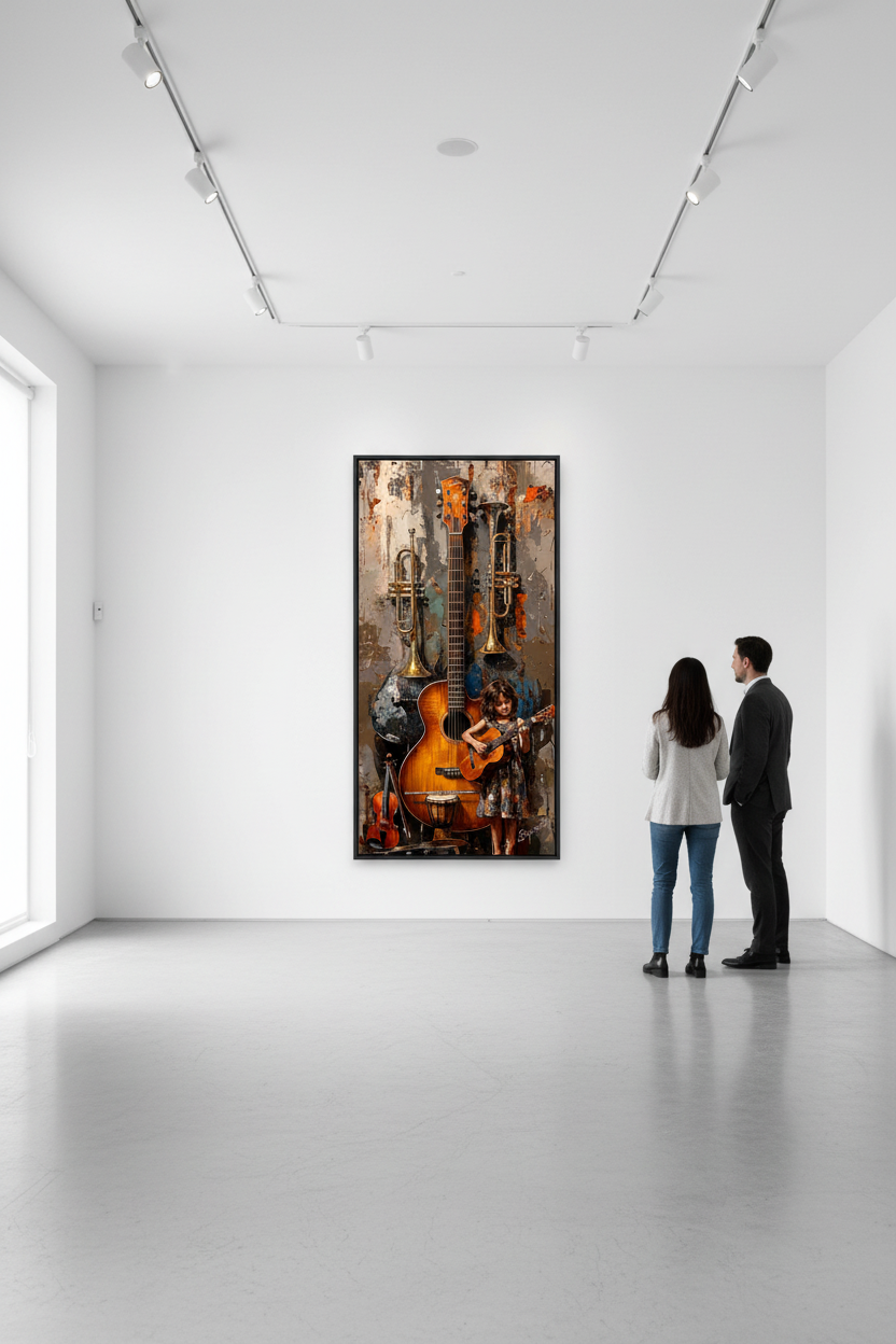 Mockup Concierto en galería de arte