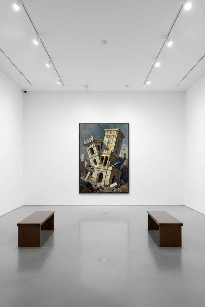 Mockup Caos de la Arquitectura 2 en galería de arte