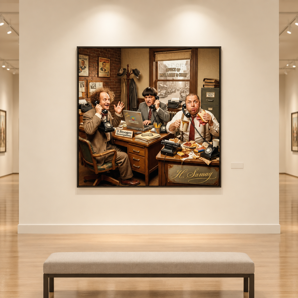 Mockup de Una oficina fuera de lo común en una galería.