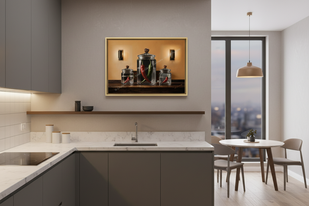Fuego en Cristal - Mockup cocina moderna