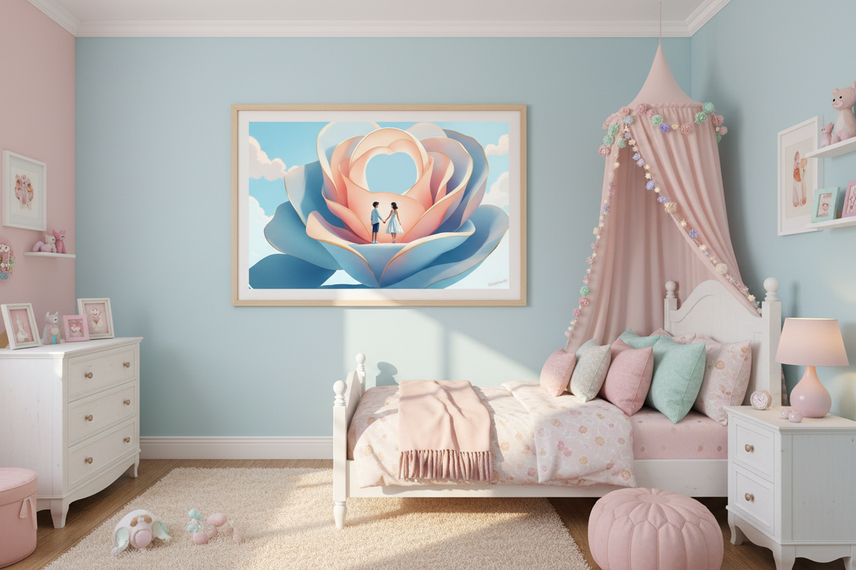 Mockup alcoba de niña — Niños en el Mágico Jardín