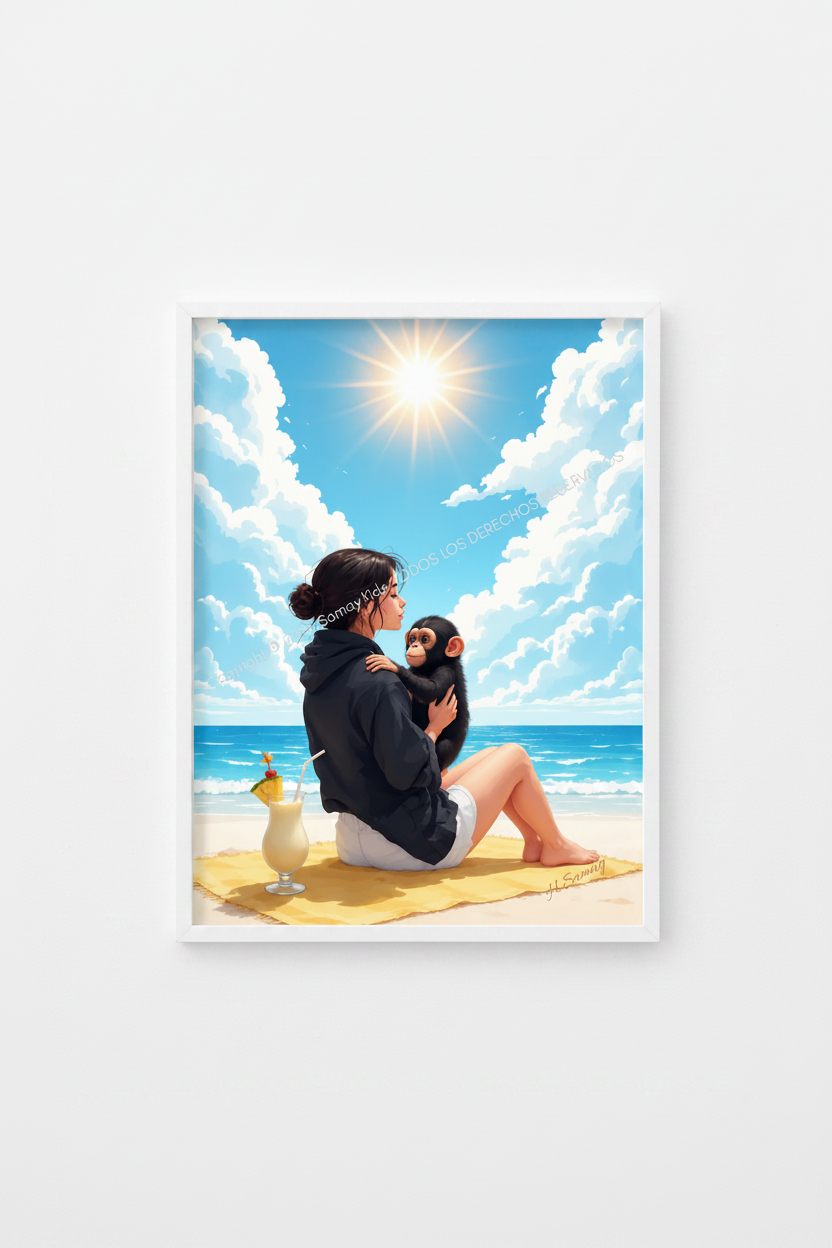 Mockup galería — Isla Paraíso con Bebé Chimpancé