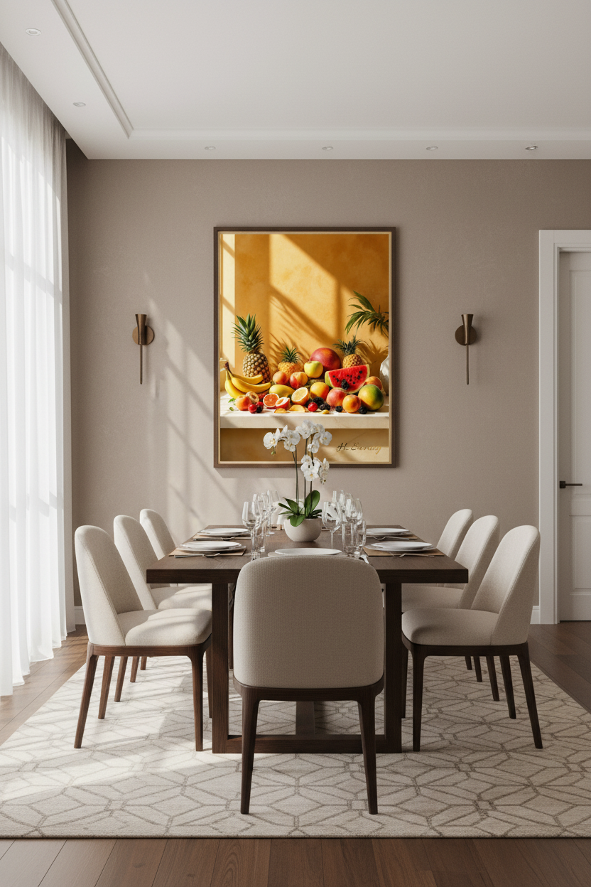 Mockup comedor elegante — Manjar de Frutas Exóticas