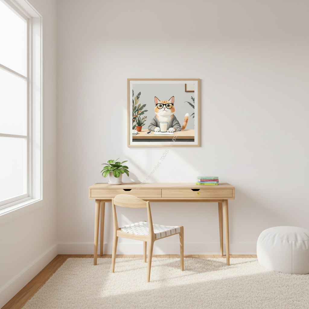 Mockup cuarto estudio — Gato Intelectual