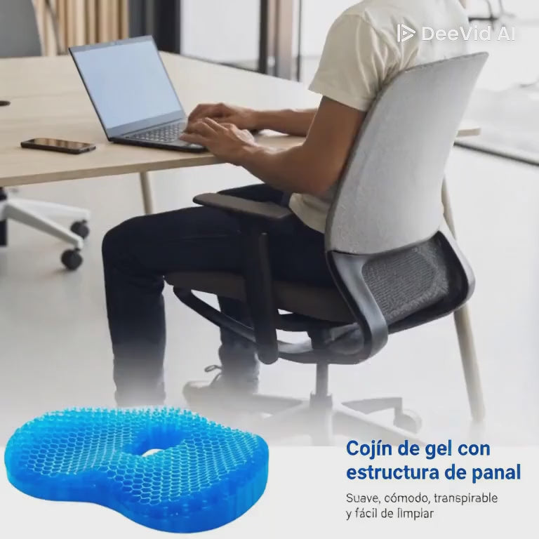 Cojín de Gel Ergonómico pura Vida — Alivio Lumbar y Anti-Escaras
